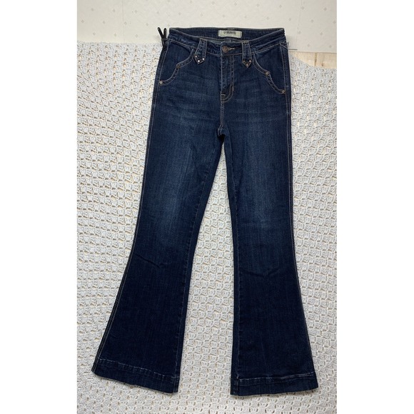 Rock & Roll  Jeans Women W26 L34 Blue Denim Western Flared Trouser High Rise - Picture 1 of 11